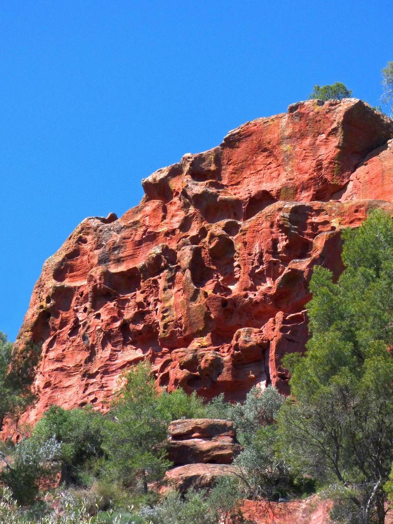 beauty in nature, priorat, rock formation, low angle view, erosion texture, no people, 4K, tree, formation, arid climate, solid, blue, rock, tranquility