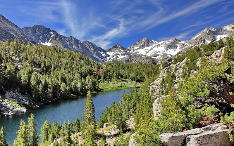 John Muir Wilderness, forest, Long Lake, muir, wilderness, john, valley, 1080P, little, Mountain, Little Lakes Valley, lakes, California, Lake