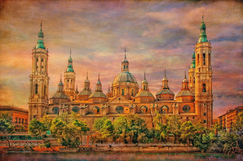 canvas, clouds, Basílica de Nuestra Señora del Pilar, Spain, Zaragoza, 1080P, the sky