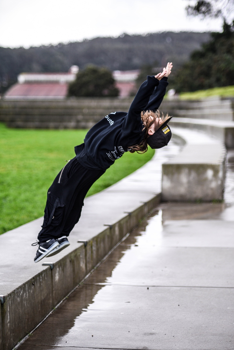 wall, footpath, young adult, flipping, san francisco, one person, fort point, adult, side view, men, jumping, lifestyles, real people, 5K, full length