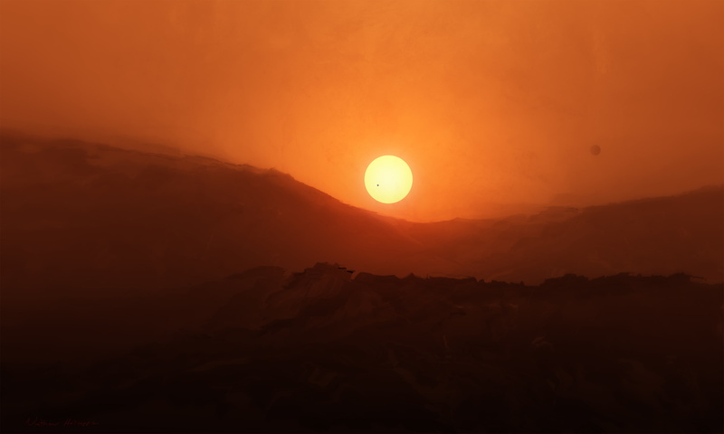 Red planet, Sunrise, set, photography, 4K, 4K, sun