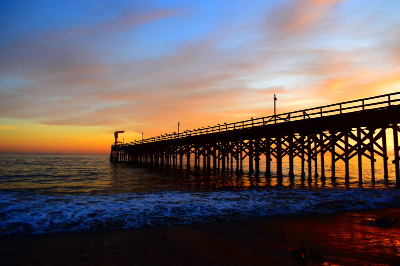 beauty in nature, architecture, goleta, bridge, horizon over water, 5K, united states, water, pier, tranquility, sun set, gaviota state park, built structure