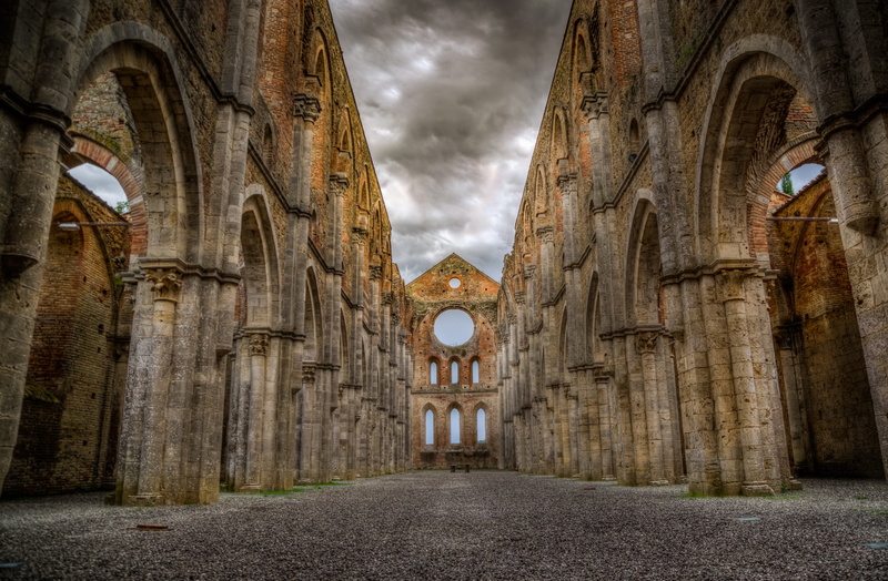 direction, italy, cathedral, 5K, place of worship, san galgano, medieval, no people, galgano, arch, built structure, gothic, sky, tuscany, brown, building