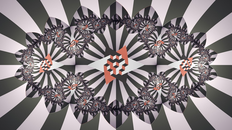 square, fractal, red, artwork, digital art, abstract, white, 1080P, vector, symmetry, black