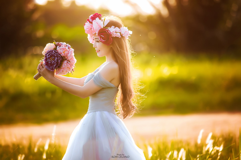 cỏ, summer, grey, lau, weddiong, wedding, beauty, field, headdress, bouquet, romance, elegance, adult, 5K, people, woman, beautiful, nature, green, caucasian Ethnicity