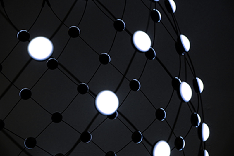 round, bright, pattern, architectural, illuminated, lines, wire, circular, white lights, architecture, dark, 4K, lights, molecules, electricity, dusk