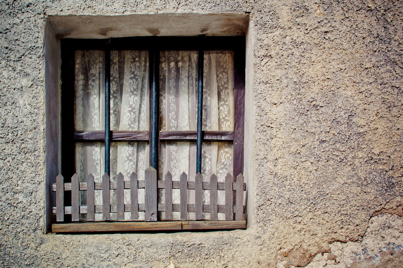 seedlings, building exterior, house, south tyrol, photo, wood - material, residential district, facade, security bar, old, window frame, curtain, wooden windows