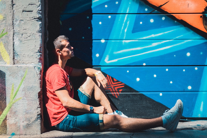 shoot, floor, man, adult, beauty, lifestyles, males, art, happiness, city, urban Scene, street, 5K, style, one Person, sat, near, wall, outdoors, grafitti