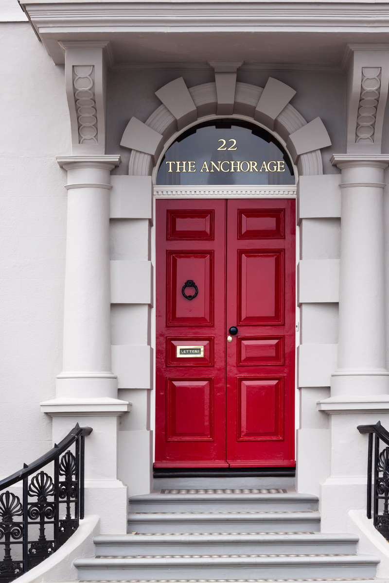 entrance, mail, red, gradually, front door, stairs, wooden, england, building, 4K, mailbox, communication, nobel, input, no people, connection, outdoors