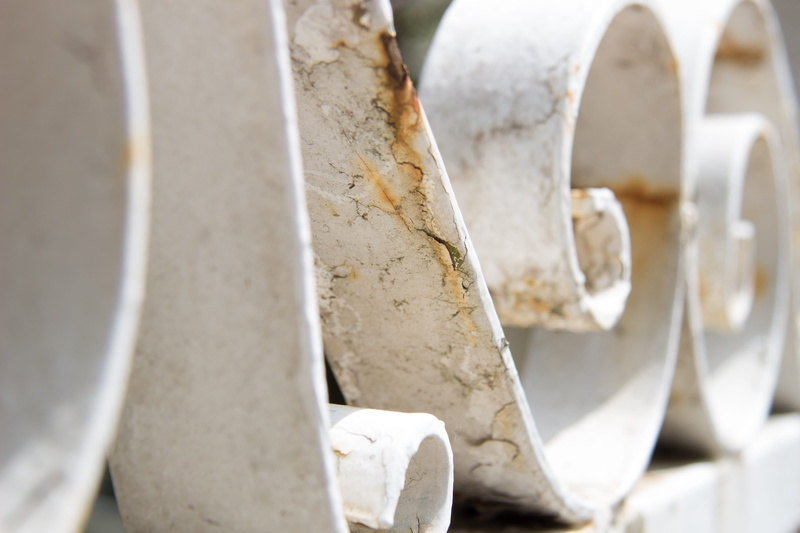 day, sky, fence, in a row, hope, white color, obsolete, old, outdoors, villa, pipe, 4K, selective focus, abandoned, focus on foreground, security, close-up