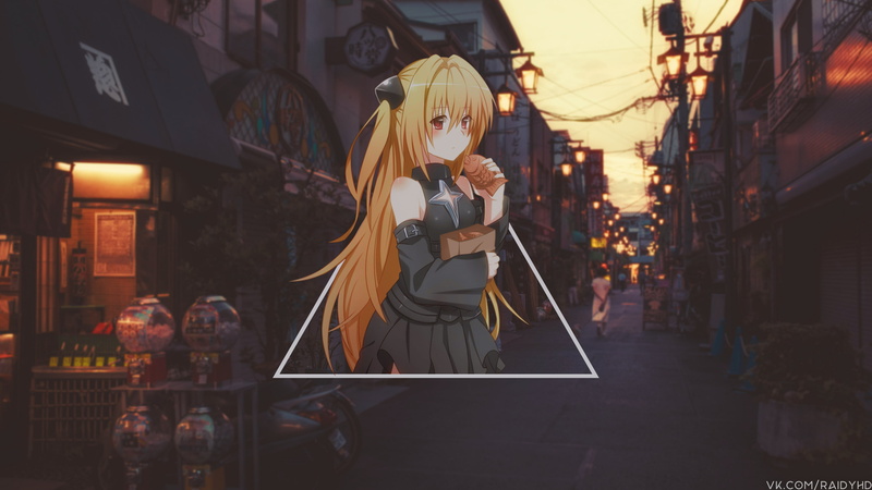red eyes, 4K, anime girls, picture-in-picture, anime, long hair, blonde
