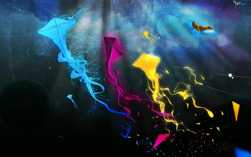 1080P, colours, kites, nice, colourful, colour, 3d and abstract