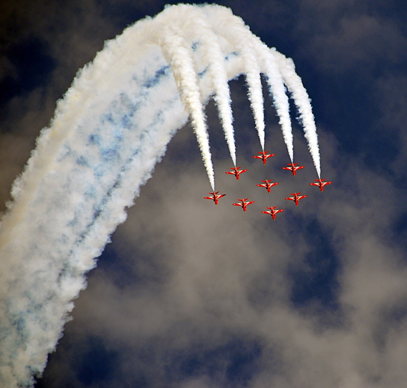 display, airplane, aircraft, mode of transportation, flying, order, nine, fighter, daytime, shore, formation flying, aerospace industry, outdoors, sky