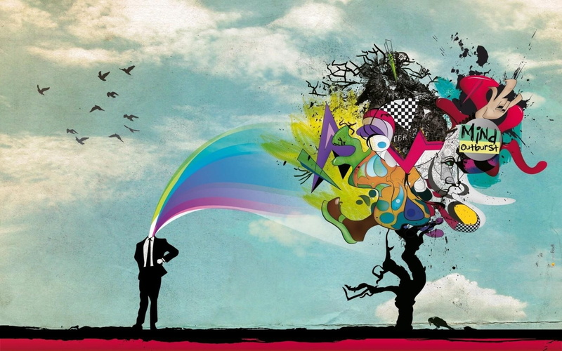 representation, multi colored, Crazy, nature, sky, full length, cloud - sky, animal wildlife, kite - toy, flying, men, 720P, Man, Brain, outdoors, creativity
