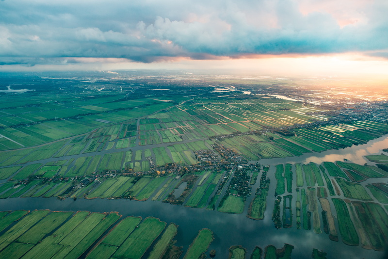 green color, environment, nature, tranquil scene, netherlands, transportation, 5K, orange yellow, descend, scenics - nature, sky, flight, holland, aircraft airplane