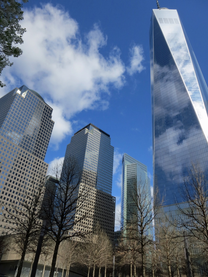 outdoors, city, 4K, 9 11, day, manhattan, new, memorial, financial district, tower, building, plant, travel destinations, cloud - sky, tree, office building exterior