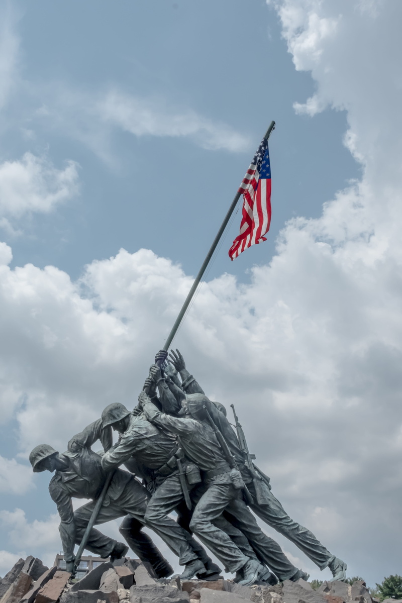 low angle view, patriotism, independence, flag, military, monument, united states, sculpture, human representation, no people, day of the fallen, army
