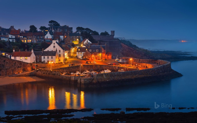 crail, travel destinations, residential district, reflection, travel, no people, 1080P, building, illuminated, sky, desktop, night, building exterior