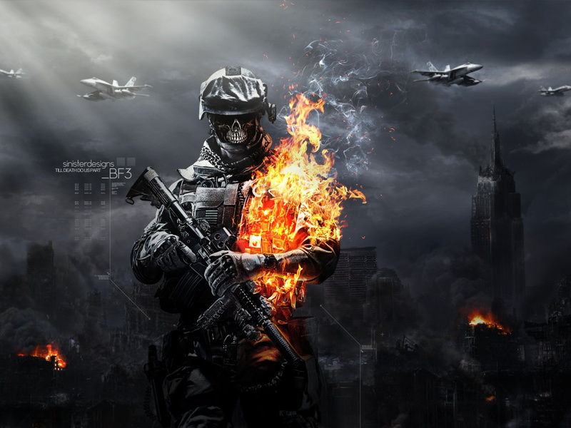 video, cityscapes, corps, soldiers, fire, games, new, york, skulls, art, Rifles, marines, hd, war, city, us, nature, 2K, em, destruction