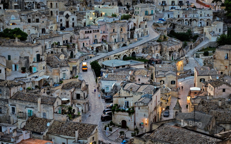 residential district, architecture, incidental people, italy, nature, bing, high angle view, city, travel destinations, crowd, tourism, matera