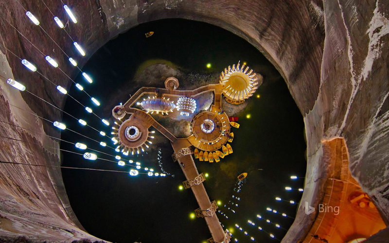 turda, salina, tree, arts culture and entertainment, illuminated, mine, salt, night, decoration, celebration, sphere, bing, architecture, motion, luxury