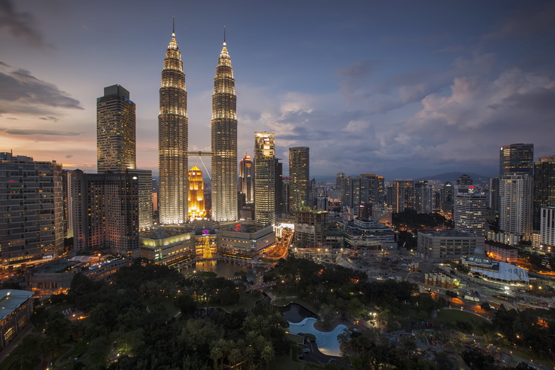 office building exterior, financial district, tower, illuminated, crowded, built structure, building, malaysia, residential district, crowd, view, office