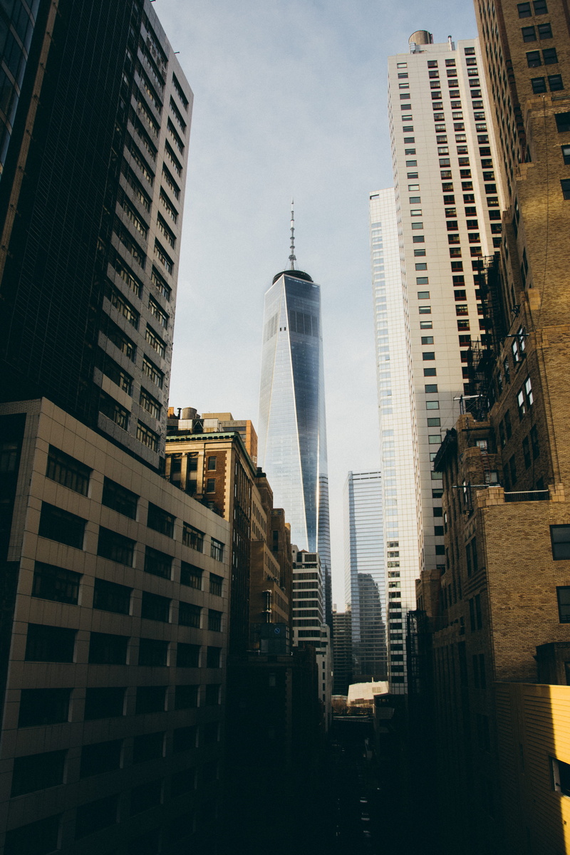 low angle view, built structure, white, office building exterior, day, architecture, outdoors, architectural, urbex, landscape, manhattan, building, no people