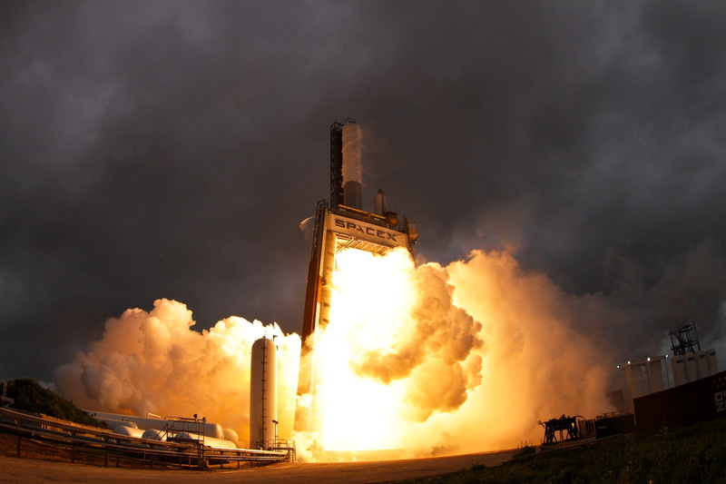 environment, Engine, dusk, industry, rocket, launch pad, spacex, building exterior, engine test, sky, burning, built structure, launch, environmental issues