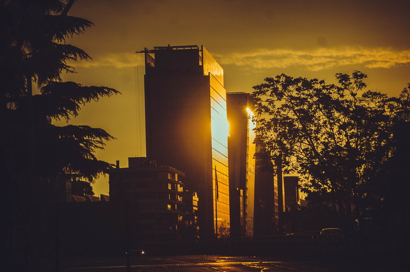 office building exterior, city, tall - high, modern, chile, building exterior, sky, cloud - sky, building, tower, skyscraper, 4K, las condes, sunlight