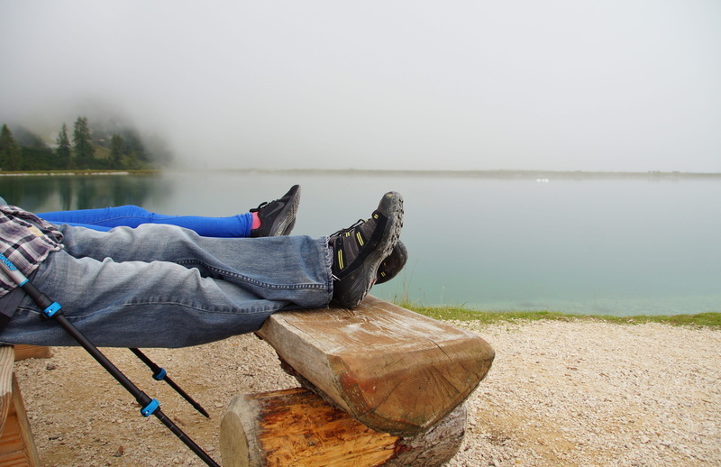 lake, men, feet, leisure activity, tourism, tranquil scene, sky, mountain, 5K, land, treking, nature, beach, outdoors, fog, one person, rest, day, scenics - nature