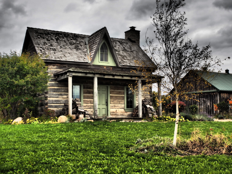 grass, 4K, old-fashioned, OMD, green grass, abandoned, architecture, building Exterior, brown, rustic, no People, filter, log cabin, gray, house, wood - Material