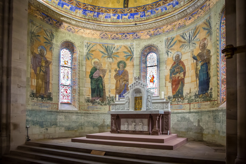 historically, the past, house of hohenstaufen, mural, human representation, built structure, romanesque, christianity, spirituality, indoors, place of worship