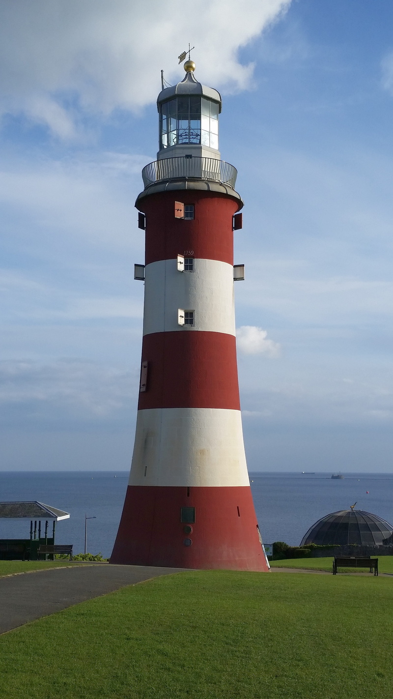 sky, beach, built structure, protection, Sea, smeatons tower, no people, 5K, seafaring, White, port, building, tower, devonshire, Port, safety, water