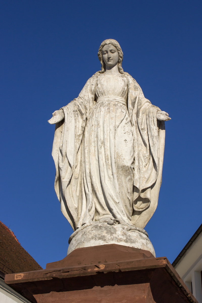 architecture, roman catholic, craft, art and craft, blue, religion, bad waldsee, sky, day, parish church, nature, representation, clear sky, statue, no people