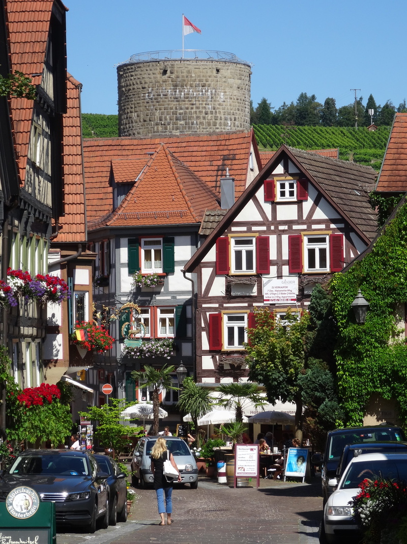 road, vineyard, car, city, incidental people, 5K, residential district, baden württemberg, truss, medieval, real people, wine village, outdoors, motor vehicle