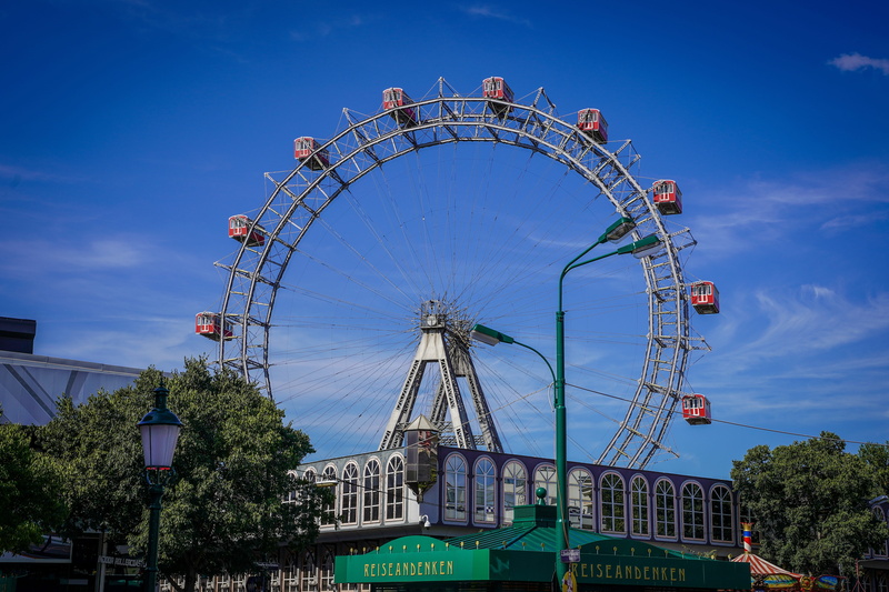 circle, summer, ride, wiener riesenrad, amusement park, architecture, exit, geometric shape, year market, travel destinations, 5K, built structure, gondolas