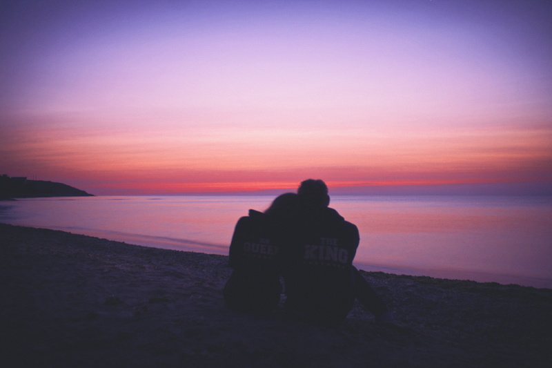 #sea, people, love, silhouette, #person, two people, pink, beauty in nature, man, outdoors, woman, #sunset, looking at view, couple, sea, nature, positive emotion