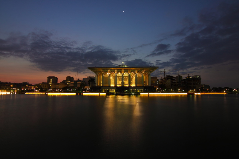 waterfront, 4K, building, travel, lake, lights, city lights, water, pier, bridge, built structure, building exterior, architecture, mosque, sunset, outdoors