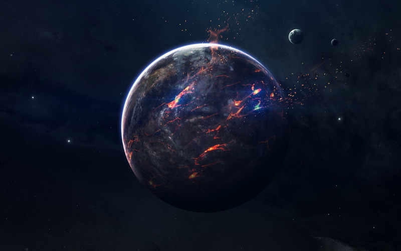 planet, yellow, abstract, 3D, digital art, 1080P, Vadim Sadovski, space