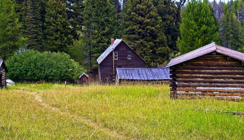 deserted, wood - material, land, mine, montana, no people, beauty in nature, historic, field, old, cabin, mountains, built structure, aged, antique, plant