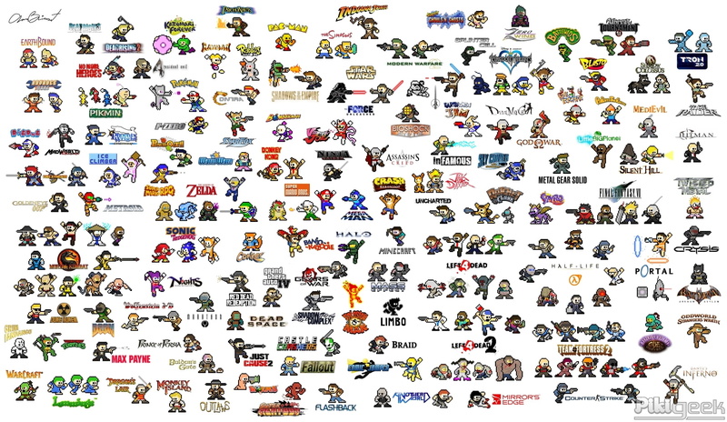 geek, max, video, man, halo, pop, crysis, portal, l, hitman, games, art, Video Games, ninjas, hd, mega, jones, indiana, 720P, payne, pokemon