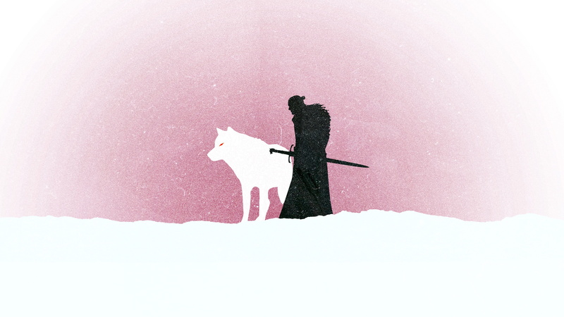 4K, Minimal, Artwork, Jon Snow, 4K, Ghost, Direwolf