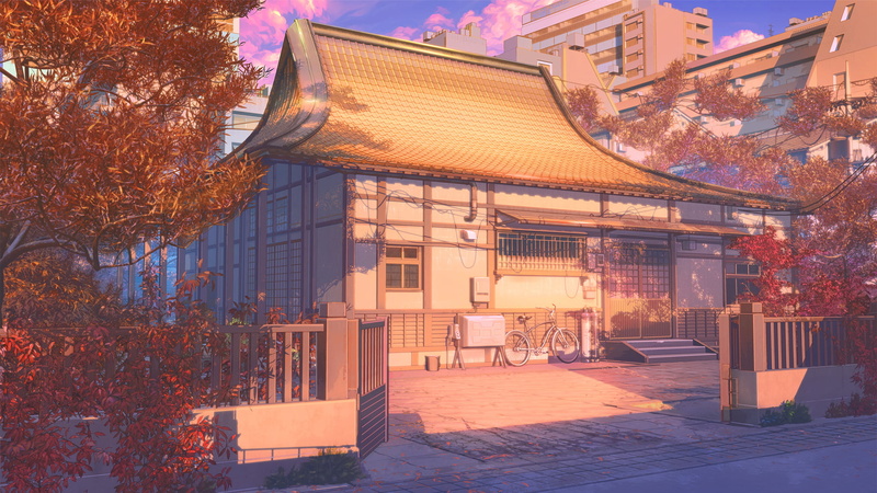 Money, anime, sunset, Japanese Art, digital art, 1080P, Background Art, artwork, building, visual novel, Love, RocknRoll, landscape