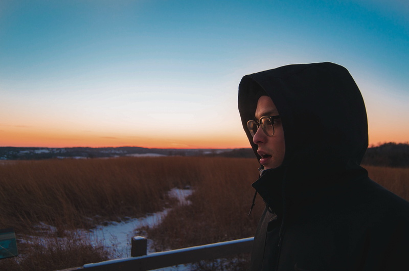 orange, 4K, friend, outdoors, photo, headshot, sky, sunset, golden, nikon, one person, midwest, retzer nature center, young adult, eyeglasses, color, gold