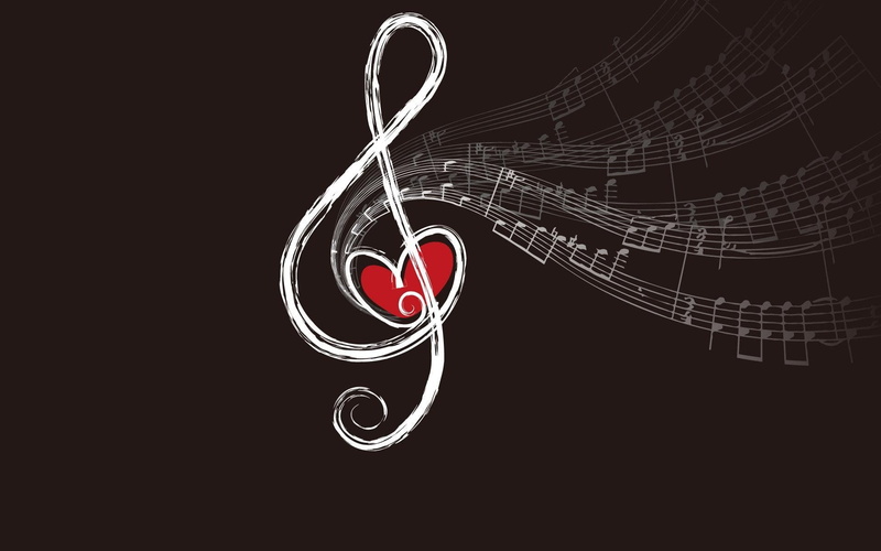 1080P, Hearts, Treble Clef, Musical Notes