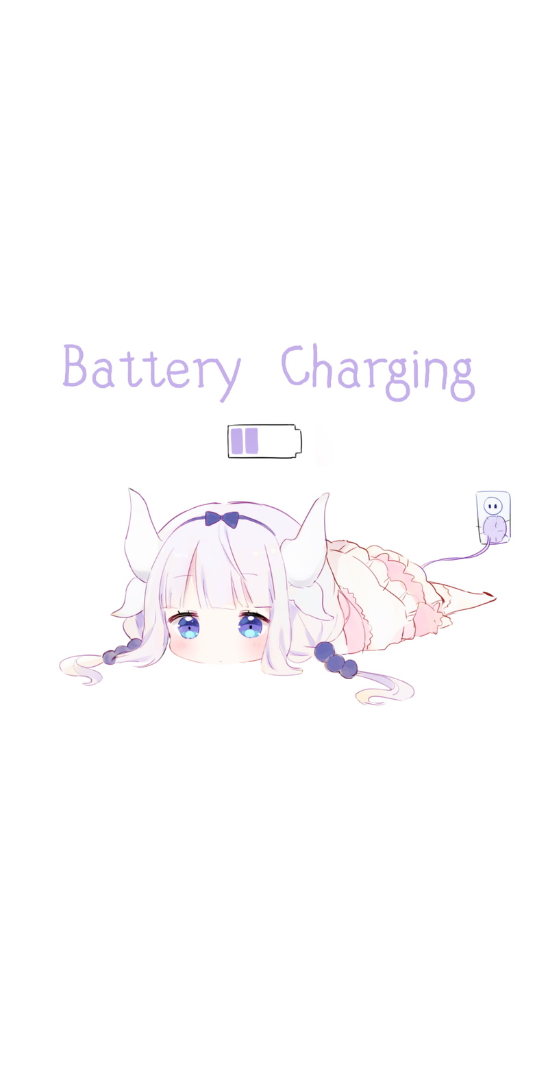 Kanna Kobayashi-san Chi no Maid Dragon, Dragon maid, white background, 4K, anime girls, loading, purple eyes, simple background, horns