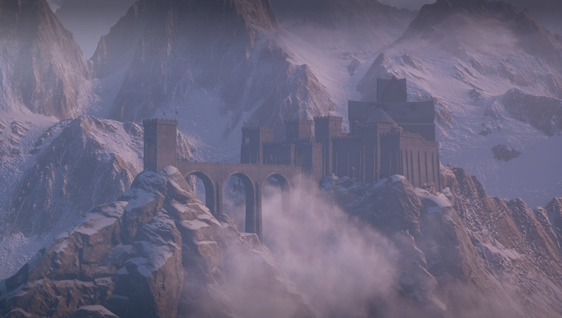 pink, purple, Skyhold, mountains, 1080P, Dragon Age, Dragon Age Inquisition