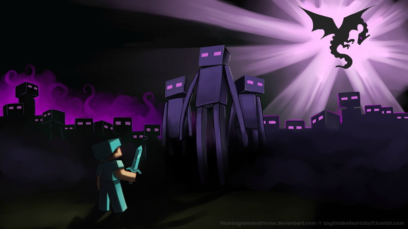 purple, dragon, 1080P, minecraft