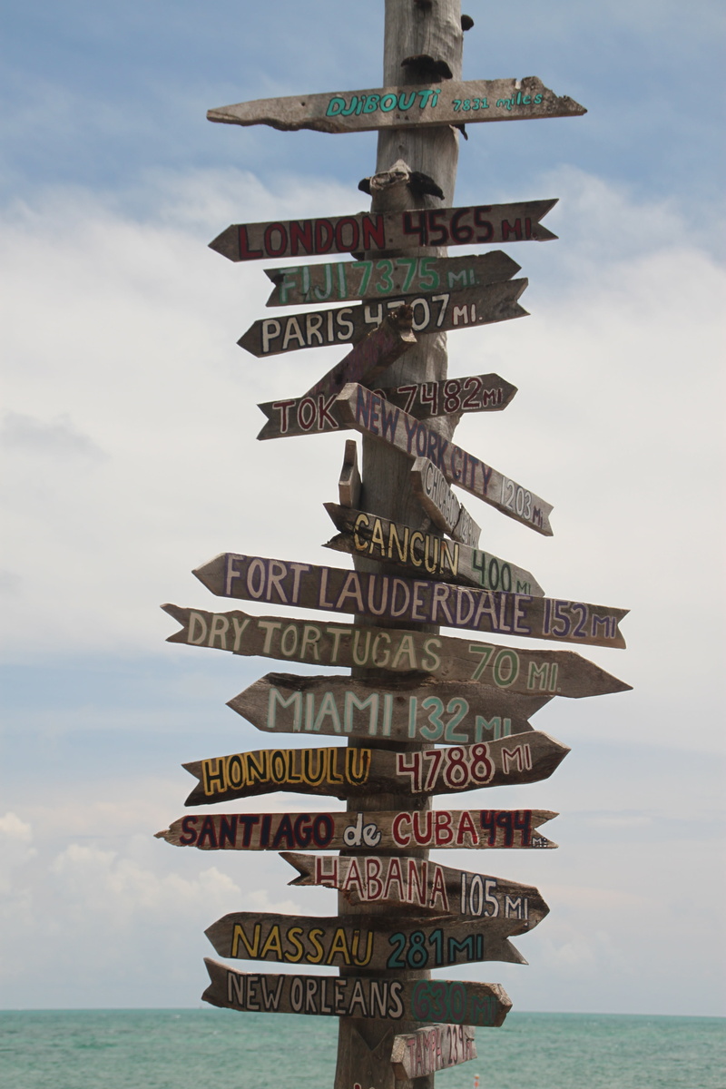 sign, key west, florida, communication, wood, marker, 4K, information, no people, western script, arrow, low angle view, outdoors, united, sea, day, directional sign