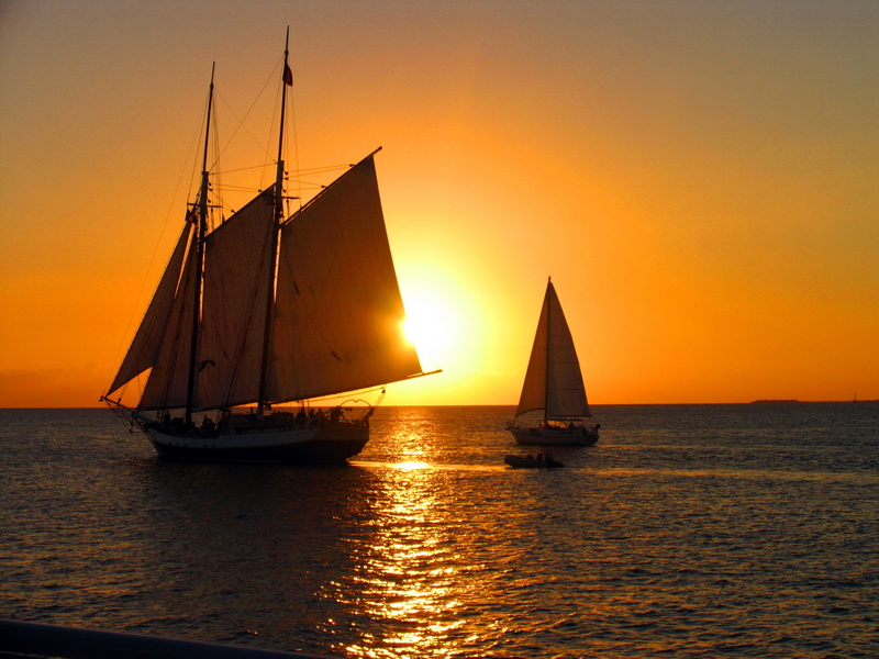Ship, beauty in nature, canvas, sailboat, sun, nautical vessel, sail, nautical, idyllic, Sunset, water, incidental people, Sea, key west, mode of transportation